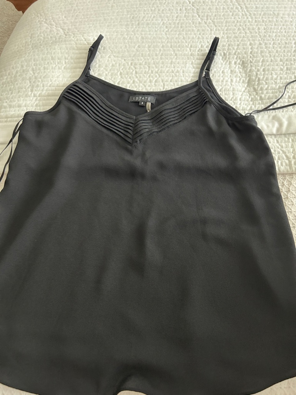 1. STATE Black Pintuck V-Neck Camisole